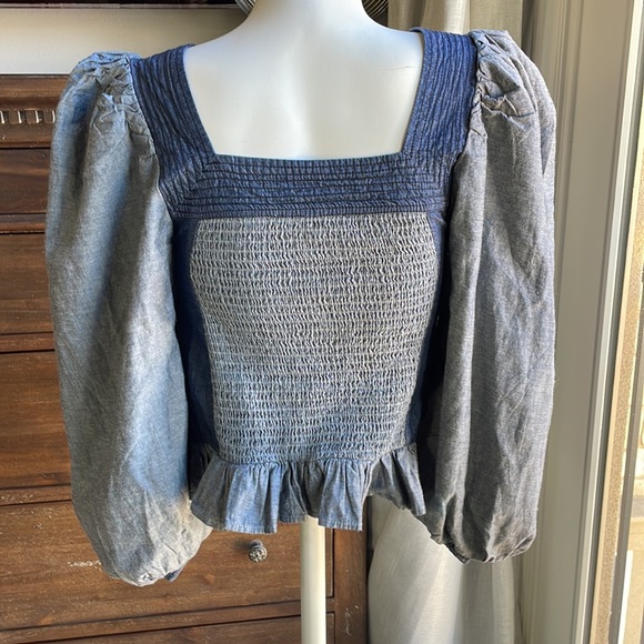 Anthropologie love the label denim top - Picture 5 of 11